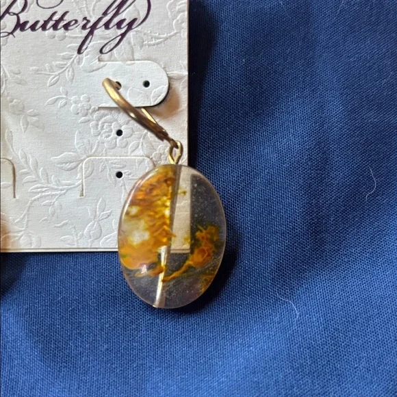 Butter Gold and Silver Oval Earrings - Picture 3 of 4